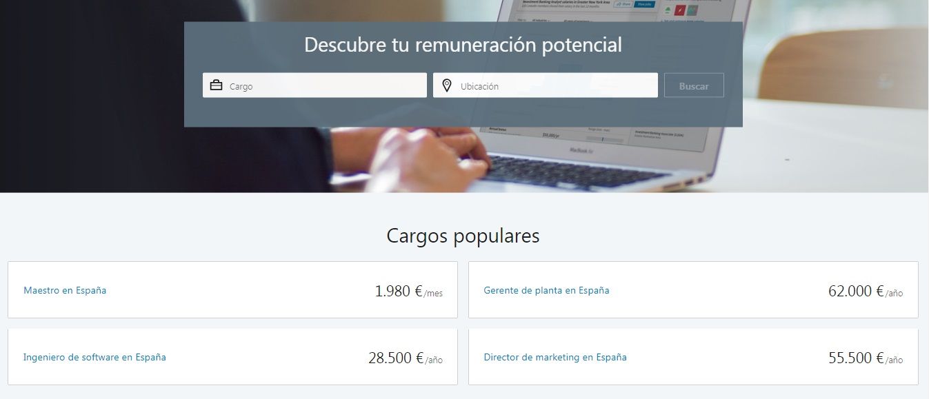 LinkedIn Salary - Pantalla inicial